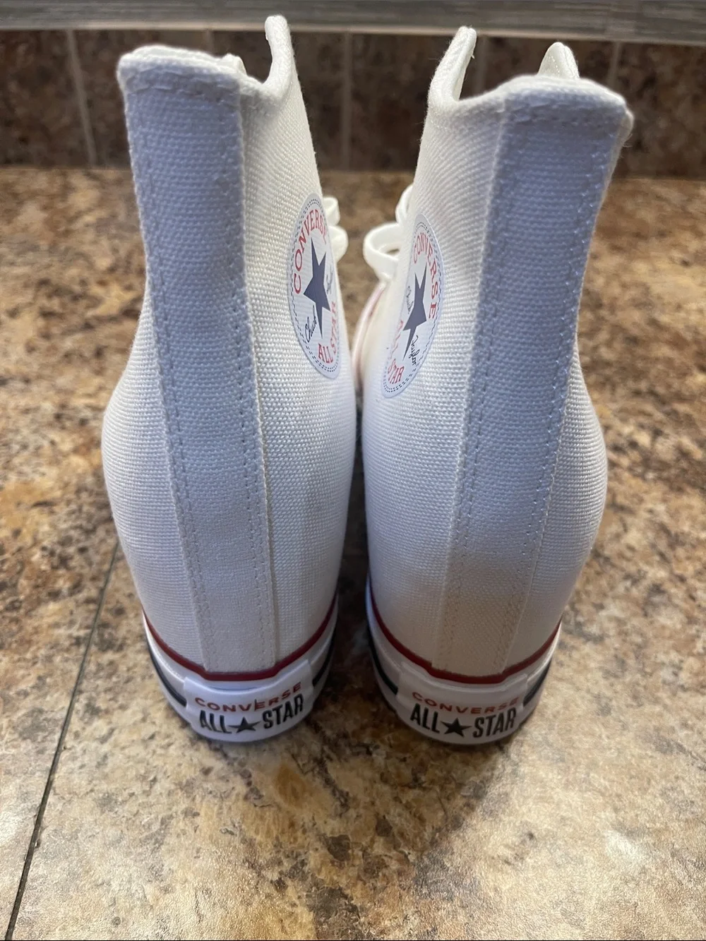 Converse Wedge Canvas Sneakers - White with Red and Black Trim. NO BOX!!